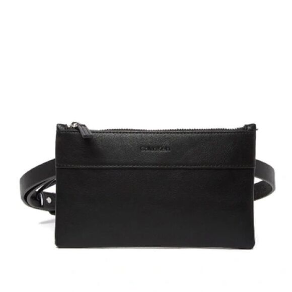Calvin Klein Black Leather Fanny Pack - Picture 1 of 5